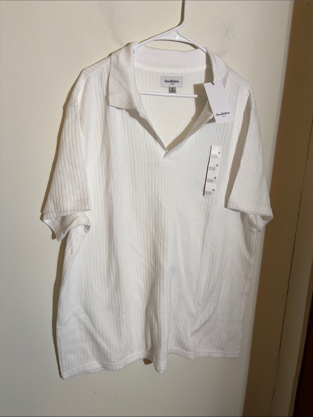 Goodfellow & Co Men’s White Ribbed Open-Collar Polo